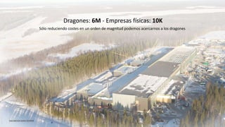 Dragones: 6M - Empresas físicas: 10K
Sólo reduciendo costes en un orden de magnitud podemos acercarnos a los dragones
 