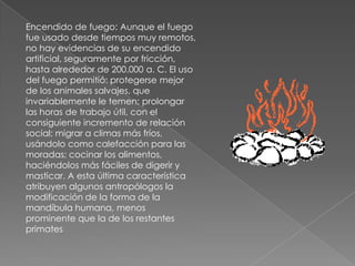 Alfarería: Alrededor del 8.000 a. C. (comienzos del Neolítico) en Europa. Los hornos de alfarero fueron la base de los posteriores hornos de fundición de metales, es decir, de la metalurgia. Cultivo del trigo: Alrededor del 8.500 a. C., en el Creciente Fértil. La gran productividad de la agricultura disminuyó el tiempo empleado en las tareas de alimentación y facilitó el almacenamiento de reservas, permitiendo un gran aumento de la población humana. Las prácticas agrícolas desalentaron el nomadismo, dando así origen a las ciudades, lugar donde se produjo la división social del trabajo y el consiguiente florecimiento de las tecnologías. 
