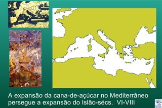 A expansão da cana-de-açúcar no Mediterrâneo
persegue a expansão do Islão-sécs. VI-VIII
 