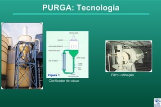 PURGA: Tecnologia
Clarificador de vácuo
Filtro -refinação
 