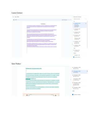 Laura Gomez:
Sara Nuñez:
 