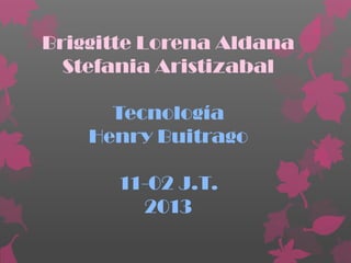 Briggitte Lorena Aldana
  Stefania Aristizabal

      Tecnología
    Henry Buitrago

      11-02 J.T.
        2013
 