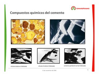 13
12 de noviembre de 2009
Compuestos químicos del cemento
silicato dicálcico hidratado silicato tricálcico hidratado cemento portland normal hidratado
 