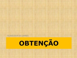 OBTENÇÃO
TECNOLOGIA DE CARNES
 