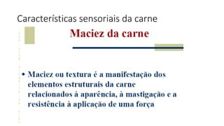 Características sensoriais da carne
 