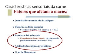 Características sensoriais da carne
 