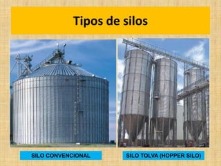 Tipos de silos
SILO CONVENCIONAL SILO TOLVA (HOPPER SILO)
 