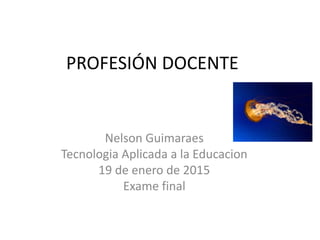 PROFESIÓN DOCENTE
Nelson Guimaraes
Tecnologia Aplicada a la Educacion
19 de enero de 2015
Exame final
 