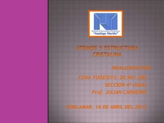 COVA YUISEIDYS: 20.901.383
SECCION 4ª (SAIA)
Prof. JULIAN CARNEIRO
PORLAMAR, 16 DE ABRIL DEL 2013
 