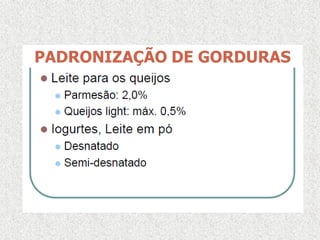 PADRONIZAÇÃO DE GORDURAS
 