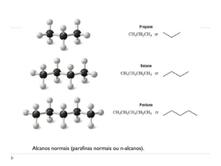 Alcanos normais (parafinas normais ou n-alcanos).
 