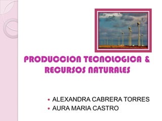 PRODUCCION TECNOLOGICA &
    RECURSOS NATURALES


     ALEXANDRA CABRERA TORRES
     AURA MARIA CASTRO
 