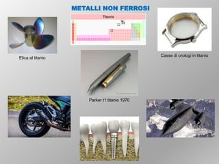 METALLI NON FERROSI
Elica al titanio
Casse di orologi in titanio
Parker t1 titanio 1970
 