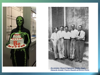 Da sinistra: Oscar D Agostino, Emilio Segre,
Edoardo Amaldi, Franco Rasetti ed Enrico Fermi.
 