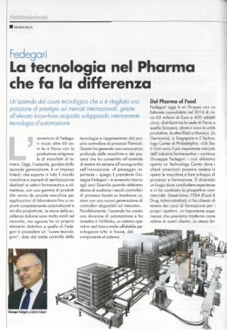 Tecnologia nel pharma - Articolo Fedegari - NCF - Notiziario Chimico Farmaceutico - Nicoletta Buora