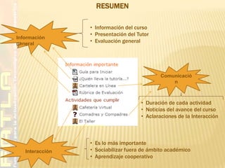RESUMENInformación generalInteracción  Información del curso