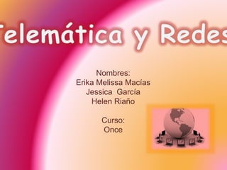 Nombres:
Erika Melissa Macías
Jessica García
Helen Riaño
Curso:
Once
 