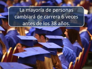 La mayoría de personas cambiará de carrera 6 veces antes de los 38 años.