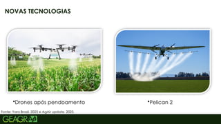 53
NOVAS TECNOLOGIAS
•Drones após pendoamento •Pelican 2
Fonte: Yara Brasil, 2025 e AgAir update, 2025.
 