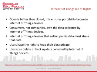 Presente e Futuro | Pontos Chaves
 Padrões e formatos abertos
 Big Data - Volume + Variedade + Velocidade + Veracidade + Valor -
Cezar Taurion
 Cloud + Social Computing - Sistemas preparados para a coleta,
representação, utilização, manipulação e distribuição da informação
"incrustada" nas redes. São dados ligados à pessoas que por sua vez
estão ligadas a outras pessoas, que por sua vez...
 Mobile - Era Pós Device 
 