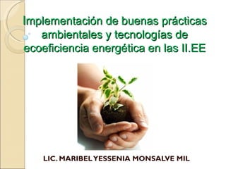 I mplementación de buenas prácticas ambientales y tecnologías de ecoeficiencia energética en las II.EE LIC. MARIBEL YESSENIA MONSALVE MIL 