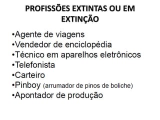 PROFISSÕES EXTINTAS OU EM
EXTINÇÃO
 