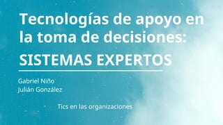 Tecnologías de apoyo en
la toma de decisiones:
SISTEMAS EXPERTOS
Gabriel Niño
Julián González
Tics en las organizaciones
 