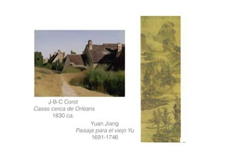 J-B-C Corot
Casas cerca de Orléans
1830 ca.
Yuan Jiang
Paisaje para el viejo Yu
1691-1746
 