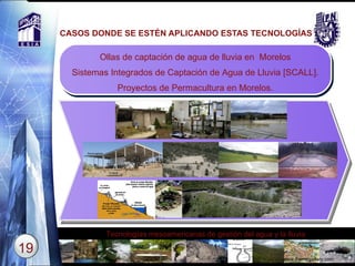CASOS DONDE SE ESTÉN APLICANDO ESTAS TECNOLOGÍAS www.themegallery.com Ollas de captación de agua de lluvia en  Morelos Sistemas Integrados de Captación de Agua de Lluvia [SCALL]. Proyectos de Permacultura en Morelos. 