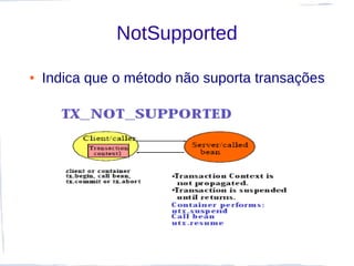 NotSupported

●   Indica que o método não suporta transações
 