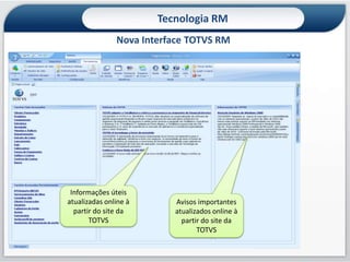 Tecnologia RMArquitetura de conectividade com o RM A conectividade do TOTVS RM está sendo aprimorada e tornada mais flexível para permitir: 