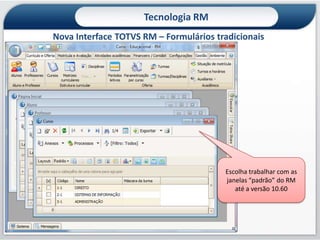  "API RM" é uma biblioteca .NET client que expõe os serviços RM via classes .NETAplicação Cliente RMWinFormWebFormOutras AplicaçõesSDK Customização RMFórmulas RMTecnologias de Comunicação RMAPIObjetos RMTBCWorkflowRMServidor de Objetos Remotos - RM HostVideo