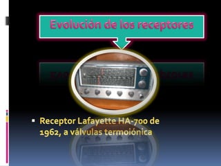 Evolución de los receptoresReceptor Lafayette HA-700 de 1962, a válvulas termoiónica