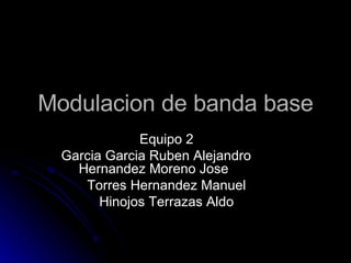 Modulacion de banda base Equipo 2 Garcia Garcia Ruben Alejandro Hernandez Moreno Jose Torres Hernandez Manuel Hinojos Terrazas Aldo 