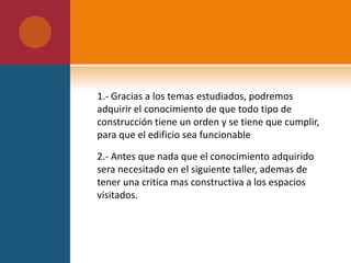 Tipología del espacio.La tipología del espacio es por su jerarquía ya que es donde se tiene el control del edificio también su tipología se aprecia por la dimensión del espacio y su ubicación ya que se encuentra en la parte alta del edificio.
