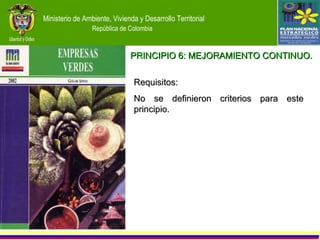 PRINCIPIO 6: MEJORAMIENTO CONTINUO. Requisitos:  No se definieron criterios para este principio. 