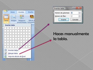 Haces manualmente
la tabla.
 