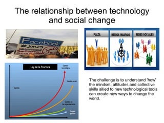 The relationship between technology 
and social change 
The challenge is to understand 'how' 
the mindset, attitudes and collective 
skills allied to new technological tools 
can create new ways to change the 
world. 
 