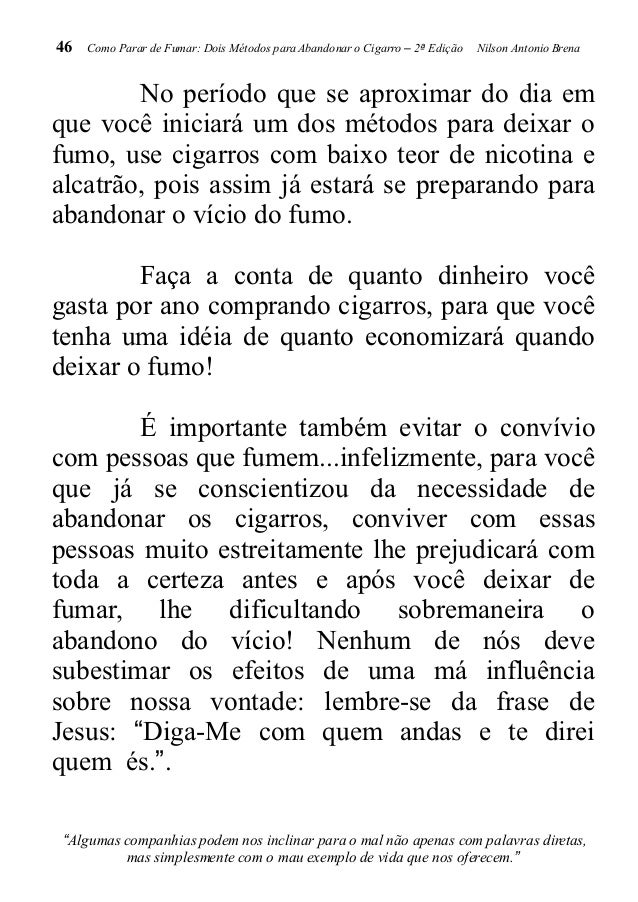 Que consequência depois que deixará de fumar
