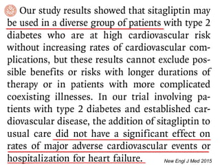 Nuevos datos en seguridad cardiovascular con antidiabéticos orales. EstudioNew Engl J Med 2015
 