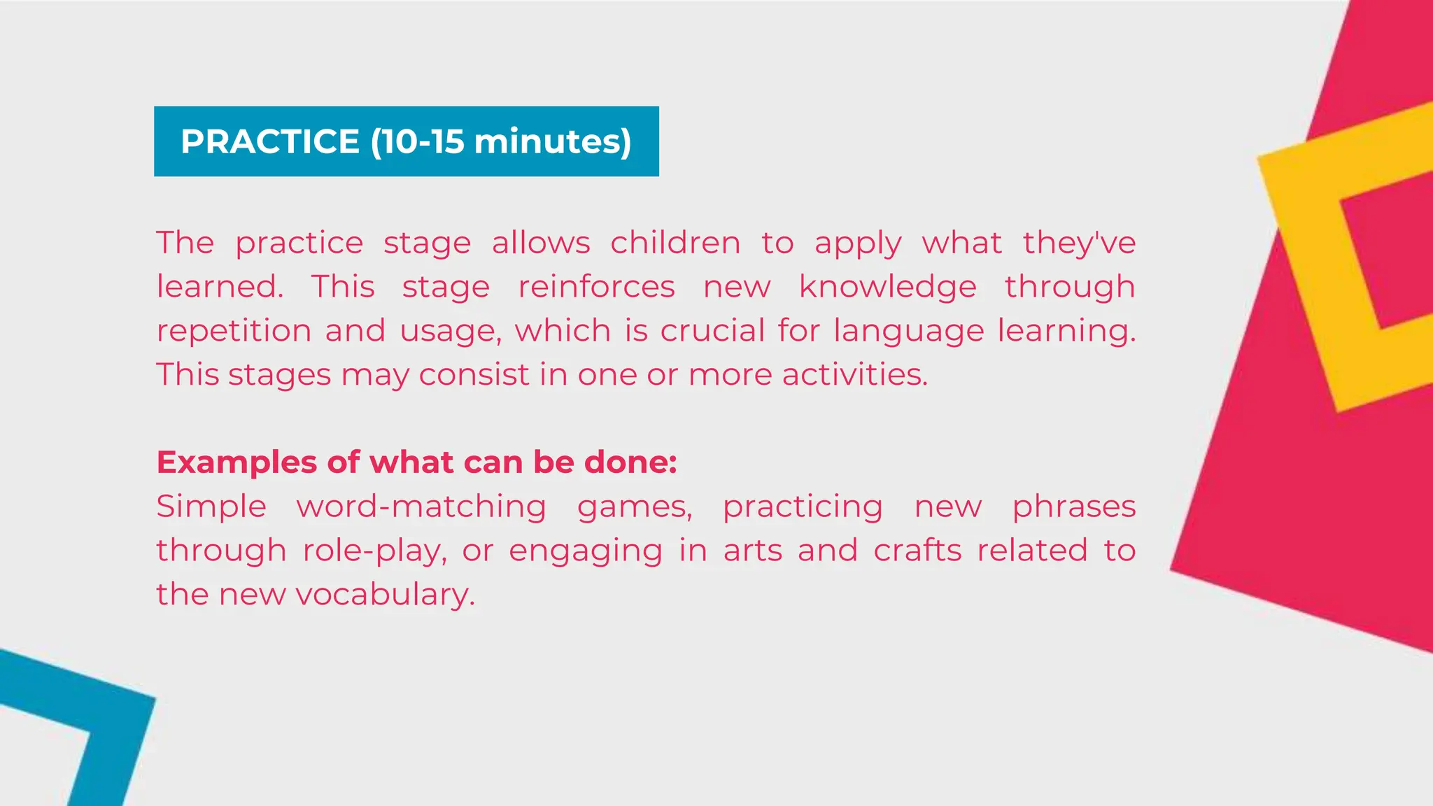 TEC Pre-primary The Stages of a Lesson PPT | PPTX