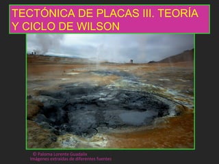 TECTÓNICA DE PLACAS III. TEORÍA
Y CICLO DE WILSON




    © Paloma Lorente Guadalix
   Imágenes extraídas de diferentes fuentes
 