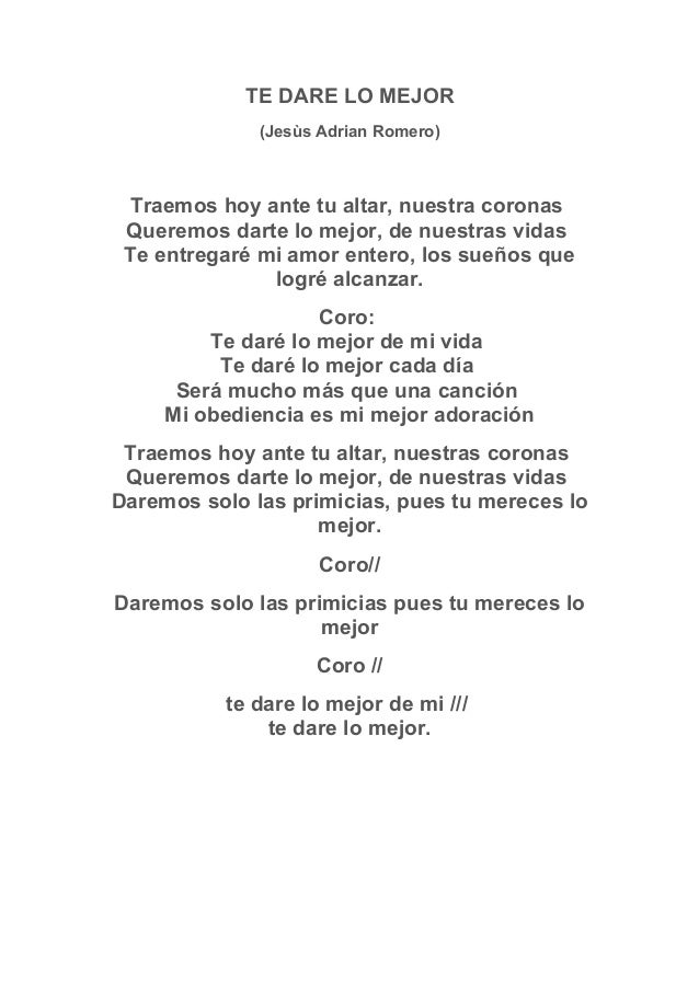 Te Dare Lo Mejor Adrian Romero Letras