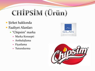  Şirket hakkında
 Faaliyet Alanları
 “Chipsim” marka
 Marka Konsepti
 Ambalajlama
 Fiyatlama
 Tutundurma
 