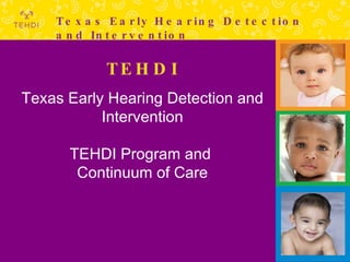 Insert Headline TEHDI Texas Early Hearing Detection and Intervention TEHDI Program and  Continuum of Care Texas Early Hearing Detection and Intervention 
