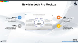 w w w . D o m a i n . c o m Page 28
www.MainSlide.com
© All Rights Reserved.
Confidential
4 LTE
Creativity is the key to
success in the great and
primary education
Speaker
Creativity is the key to
success in the great and
primary education
Music
Creativity is the key to
success in the great and
primary education
Video
Creativity is the key to
success in the great and
primary education
F e a t u r e s S l i d e s
New Macbook Pro Mockup
 