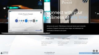 w w w . D o m a i n . c o m Page 36
www.MainSlide.com
© All Rights Reserved.
Confidential
><
Lorem ipsum dolor sit amet, consectetur adipisici elit.
Connect with your
business at any time
Free SMS
Pellentesque ornare
sem lacinia quam
venenatis
HD Video
Pellentesque ornare
sem lacinia quam
venenatis
Dashboard
Pellentesque ornare sem
lacinia quam venenatis
Aenean eu leo quam. Pellentesque ornare sem lacinia quam venenatis
vestibulum. Praesent commodo cursus magna, vel scelerisque nisl
consectetur et Aenean eu leo quam.
 