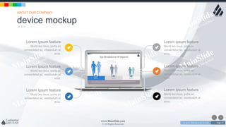 w w w . D o m a i n . c o m Page 37
www.MainSlide.com
© All Rights Reserved.
Confidential
Lorem ipsum feature
Morbi leo risus, porta ac
consectetur ac, vestibulum at
eros.
Lorem ipsum feature
Morbi leo risus, porta ac
consectetur ac, vestibulum at
eros.
Lorem ipsum feature
Morbi leo risus, porta ac
consectetur ac, vestibulum at
eros.
Lorem ipsum feature
Morbi leo risus, porta ac
consectetur ac, vestibulum at
eros.
Lorem ipsum feature
Morbi leo risus, porta ac
consectetur ac, vestibulum at
eros.
Lorem ipsum feature
Morbi leo risus, porta ac
consectetur ac, vestibulum at
eros.
device mockup
ABOUT OUR COMPANY
159
 