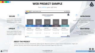 w w w . D o m a i n . c o m Page 54
www.MainSlide.com
© All Rights Reserved.
Confidential
WEB PROJECT SAMPLE
Your subtitles goes right here
WWW.EXAMPLE.COM
WORLDWIDE
Lorem ipsum dolor sit amet,
consectetuer adipiscing elit. Maecenas
porttitor congue.
SECURE
Lorem ipsum dolor sit amet,
consectetuer adipiscing elit.
Maecenas porttitor congue.
BEST RATED
Lorem ipsum dolor sit amet,
consectetuer adipiscing elit. Maecenas
porttitor congue.
UNIQUE
Lorem ipsum dolor sit amet,
consectetuer adipiscing elit.
Maecenas porttitor congue.
Lorem ipsum dolor sit amet, consectetuer adipiscing elit. Maecenas porttitor congue massa. Fusce posuere, magna sed
pulvinar ultricies, purus lectus malesuada libero, sit amet commodo magna eros quis urna.
ABOUT THE PROJECT
 