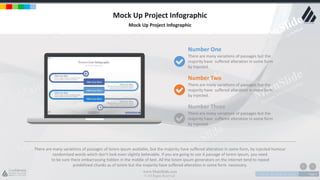 w w w . D o m a i n . c o m Page 6
www.MainSlide.com
© All Rights Reserved.
Confidential
Mock Up Project Infographic
Mock Up Project Infographic
There are many variations of passages of lorem ipsum available, but the majority have suffered alteration in some form, by injected humour
randomized words which don't look even slightly believable. If you are going to use A passage of lorem ipsum, you need
to be sure there embarrassing hidden in the middle of text. All the lorem ipsum generators on the internet tend to repeat
predefined chunks as of lorem but the majority have suffered alteration in some form necessary.
Number One
There are many variations of passages but the
majority have suffered alteration in some form
by injected.
Number Two
There are many variations of passages but the
majority have suffered alteration in some form
by injected.
Number Three
There are many variations of passages but the
majority have suffered alteration in some form
by injected.
 